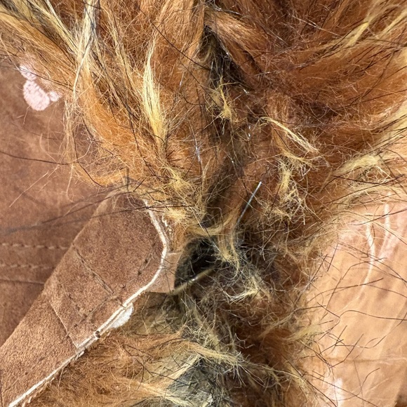 Vintage Y2K Leather Faux Fur Embroidered Together Penny Lane Coat Tag Size 14 - Picture 6 of 16